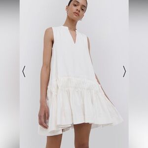 Jonathan Simkhai White Ruffled Tiered Mini Dress